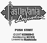 Castlevania Legends title screen for GameBoy